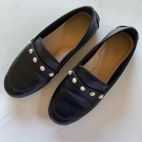 Stuart Weitzman Allpearls Driving Loafers Black Leather...